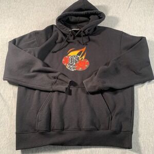 Five Hills‎ Hoodie Mens Large Black Flame Dice Graphic Pullover Sweatshirt